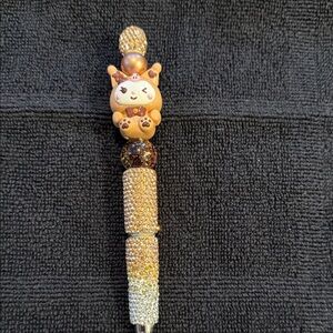 Cute Brown Karomi Charm Rhinestone Pen